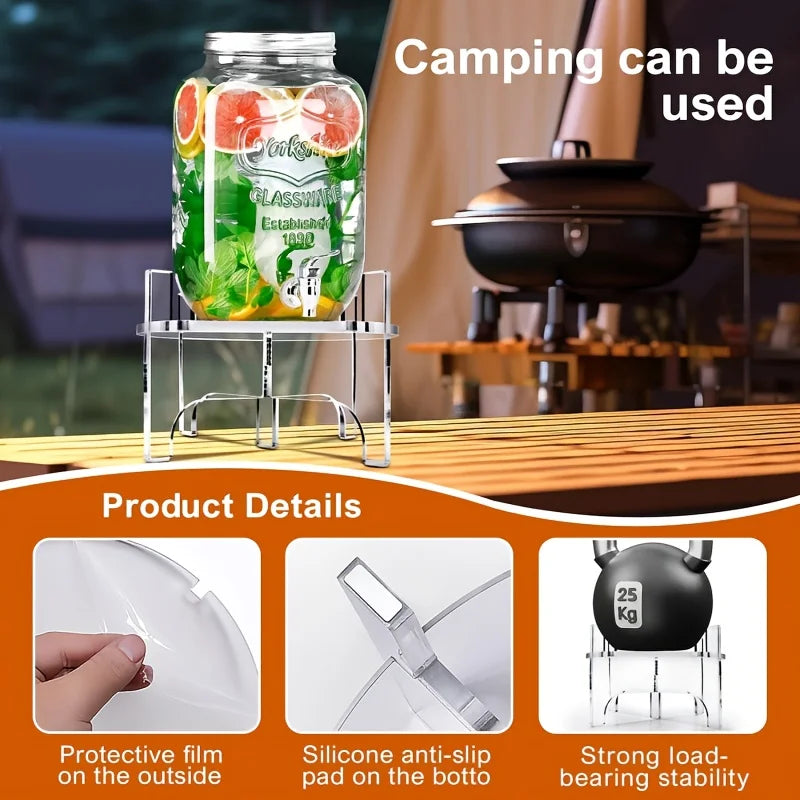 Acrylic Display Stand For Jar Dispenser Water Juice Drink Clear Round Holder Tabletop Rack Oasis Select