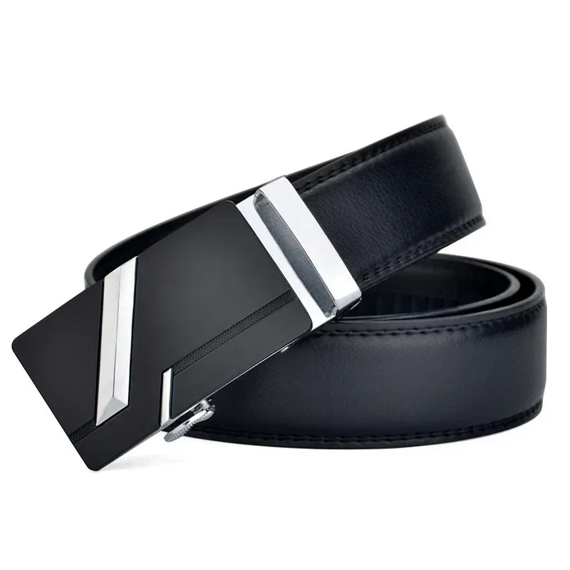 Men's high-quality PU leather belt, men's belt metal automatic buckle, long plus size luxury belt Oasis Select