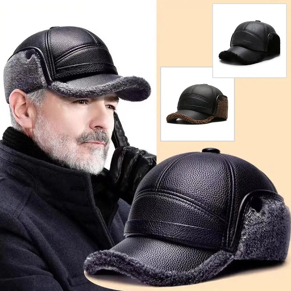 2025NEW Winter Warm Ear Protect Cap High Quality Men Outdoor Warm Faux Fur Bomber Hat Ear Warm Man Gift for Dad Grandpa Oasis Select