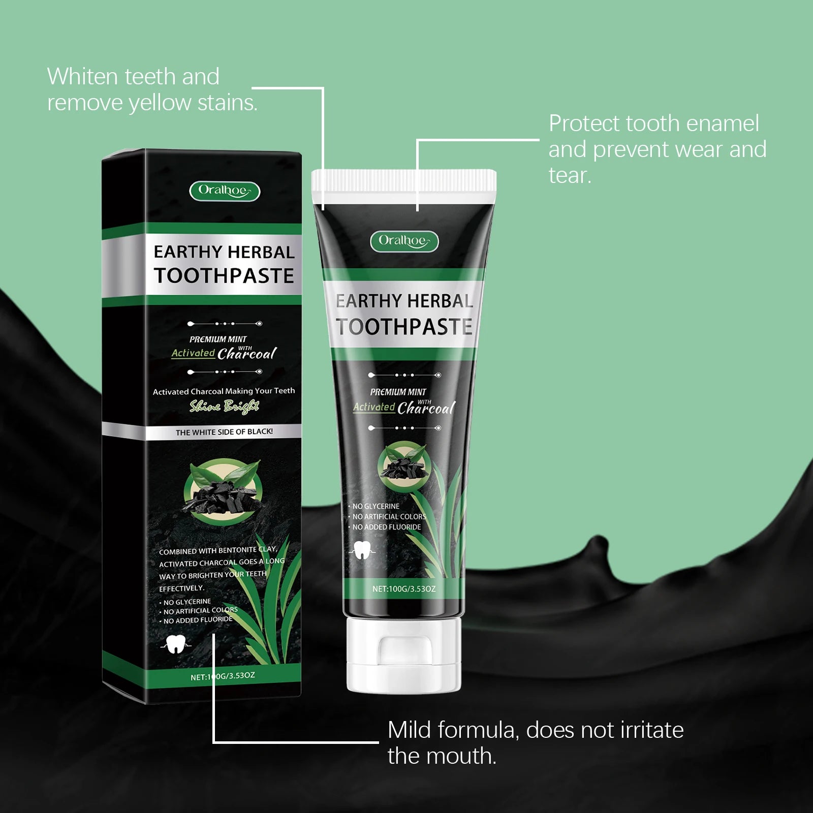 Daily Gentle Mint Toothpaste For Teeth Stain Removal & Yellowing Care - Freshen Oral Hygiene, Strengthen Gum Health Oasis Select
