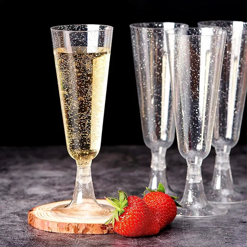50pcs Champagne Flutes Cups Disposable Plastic Wine Glasses Clear Toasting Glasses Cocktail Cups for Bar Weddings Party Oasis Select