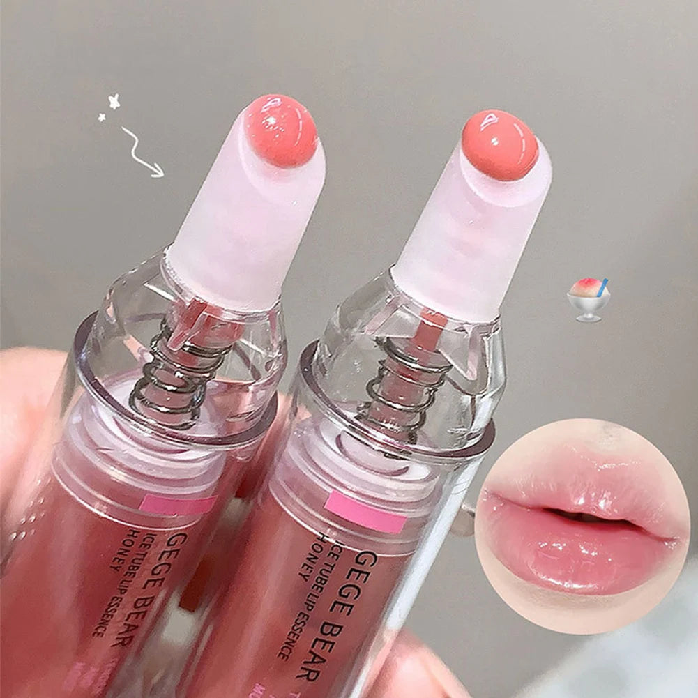 Plumping Lip Gloss Syringe Shape Hydrating Glass Water Shine Lip Oil Non-sticky Moisturizing Nude Pink Lip Tint Oasis Select
