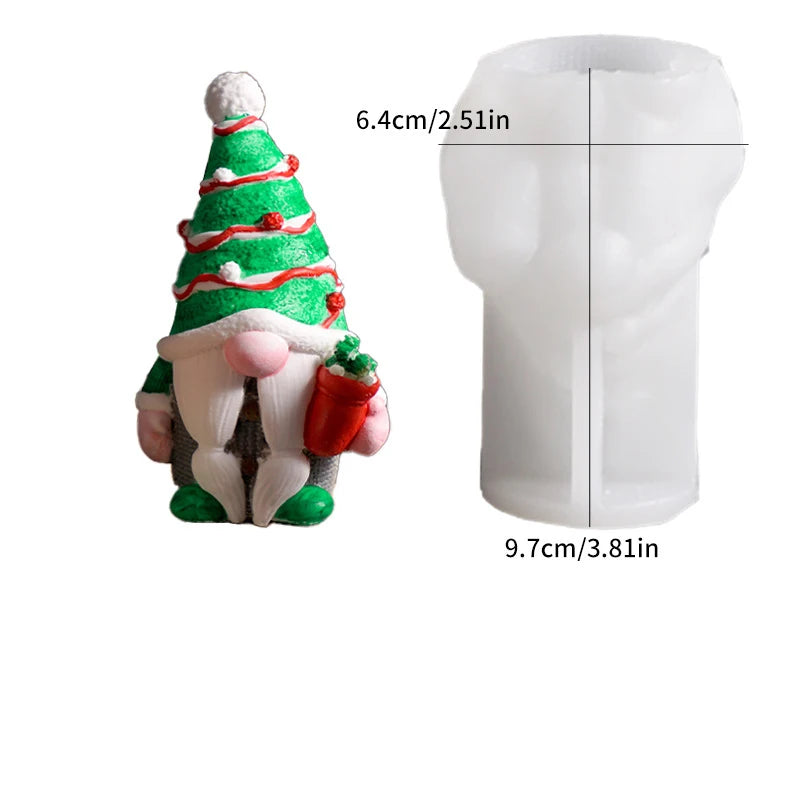 Christmas Gnome Mold Christmas Gnome Figurine Handmade Ornament Santa Claus Candle Silicone Mold Oasis Select B