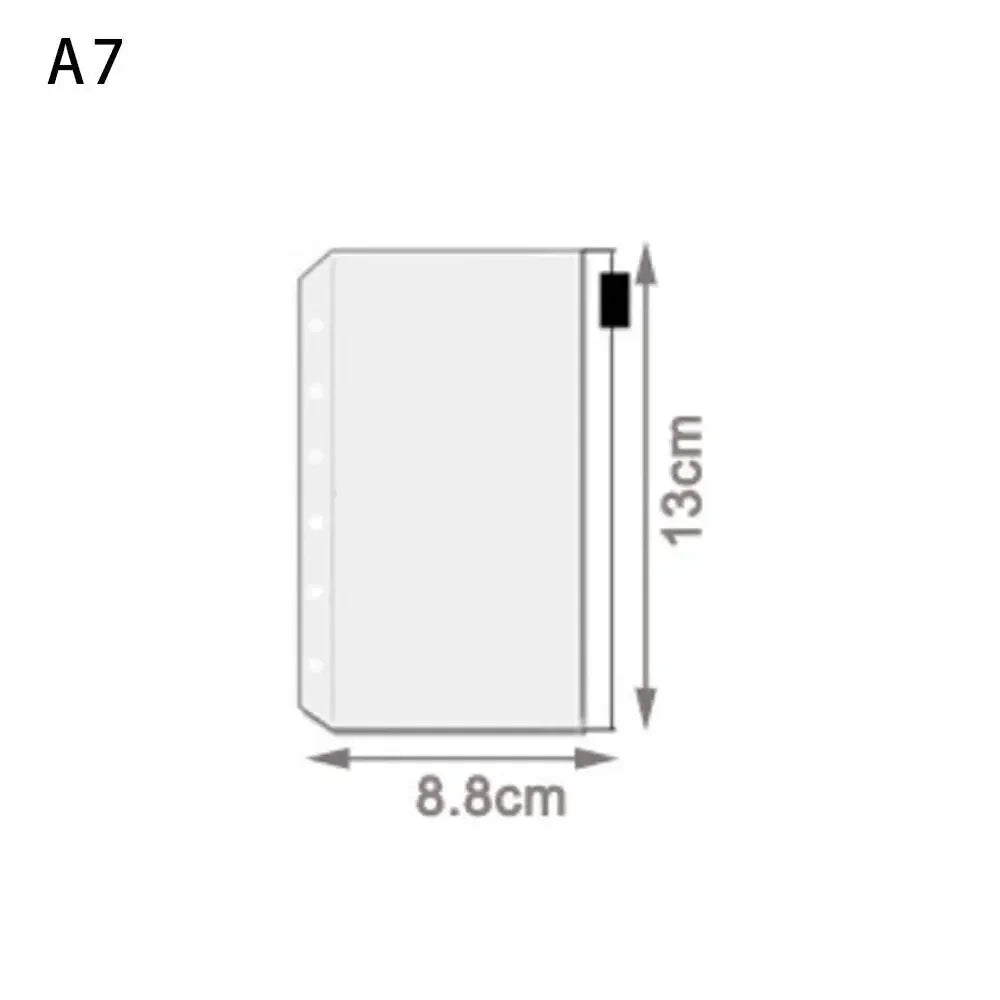 A5/6/7 Transparent Loose Leaf Binder Notebook Cover Zipper Bag Note Book Journal Planner Accessories Stationery Supplies New Oasis Select 5Pcs A7