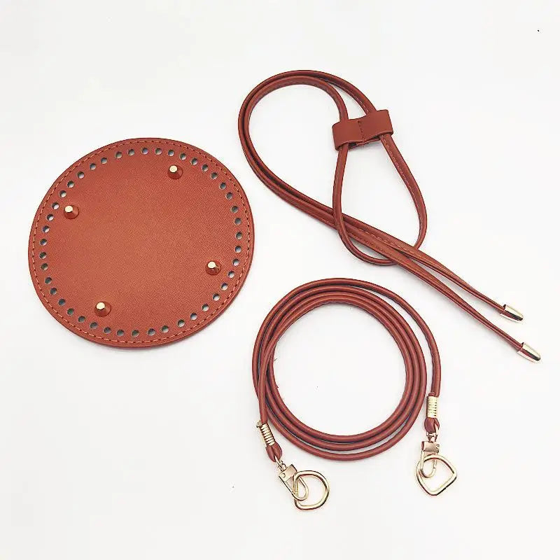 PU Leather Bucket Bag Base DIY Kit – Strap & Drawstring Set Bag Making Kit Oasis Select 3PCS Brown