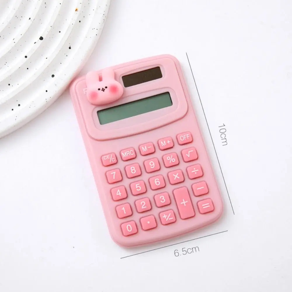 Cartoon Cute Calculator Fashion Mini Portable Small Calculator Portable Office Computer for Primary School Students Oasis Select pink rabbit