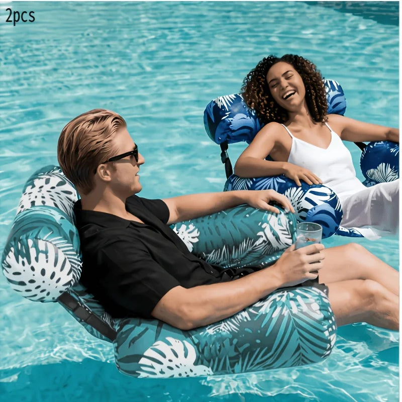 1PC Thickened Inflatable Pool Floating Bed, Unisex Lounger & Float Bar, PVC Oxford Cloth for Pool Lake Beach Backyard, Big Pool Oasis Select