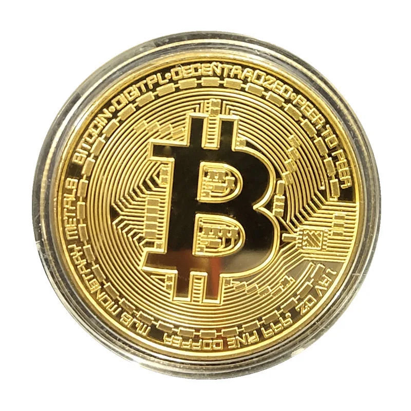 1/2/3/4pcs Gold Plated Coin Art Collection Gold Plated Physical Bitcoins Bitcoin Gift Physical Metal Antique Imitation Coins Oasis Select 1pcs Gold