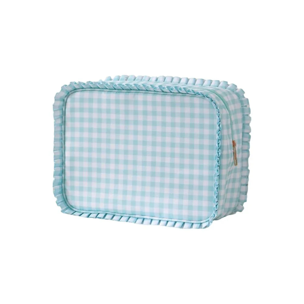 Ruffle Nylon Cosmetic Bag – Waterproof Zipper Makeup Organizer