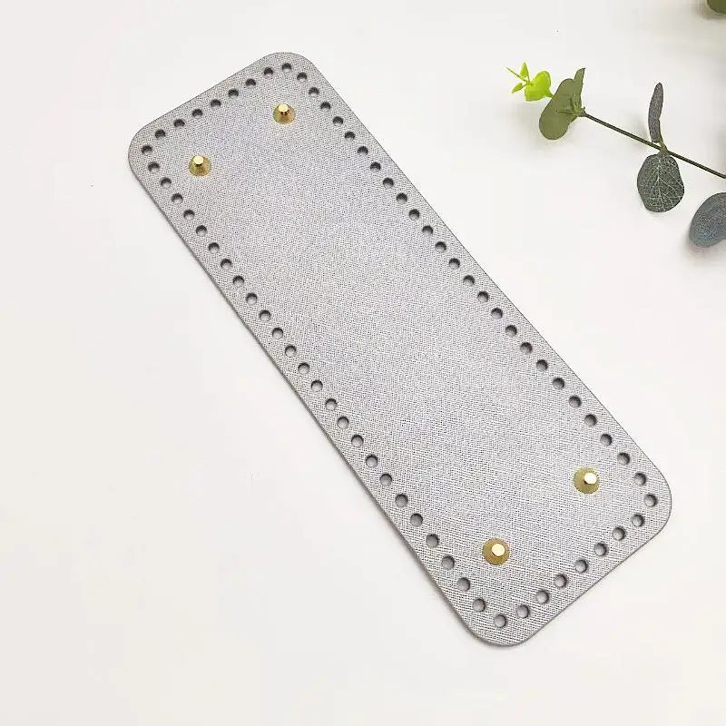 Handmade Rectangular 28 * 10cm Bottom For Knitted Bag PU Leather Pad Handcraft Bag Base With Holes DIY Crochet Bag Bottom Oasis Select Silver