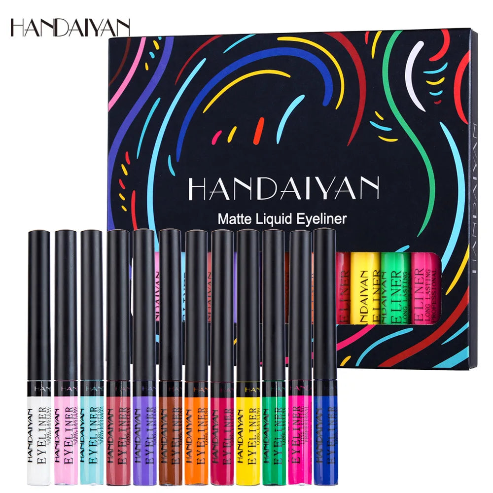 Handaiyan 12-Color Waterproof Matte Eyeliner Pen Set | 24H