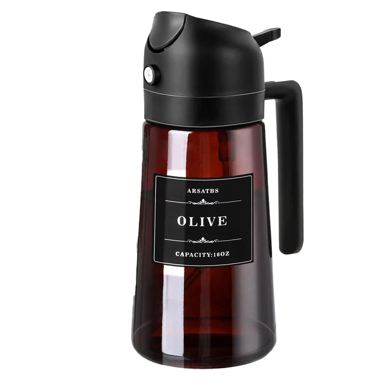 16oz 2-in-1 Glass Oil Dispenser and Spray Bottle Leakproof Olive Oil Sprayer Suitable for Cooking Baking Barbecue Fryer Kitchen Oasis Select Brown black