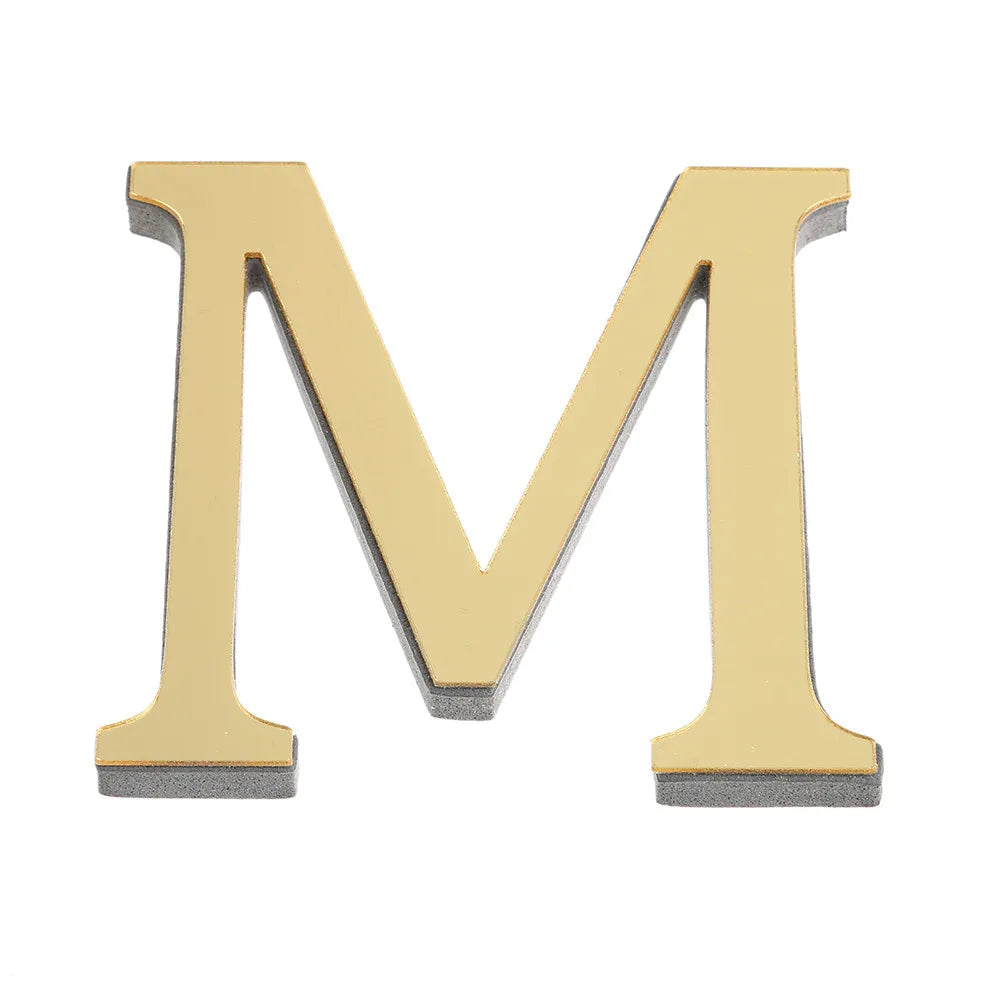 DIY 3D Mirror 26 Letters Wall Stickers Logo Name Alphabet Wedding Love Letters English Wall Home Decor Wall Art Mural Stickers Oasis Select M