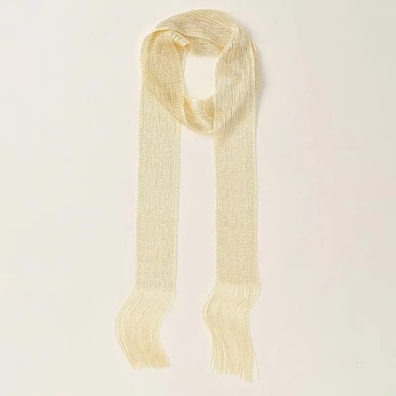 Striped Silk Scarf Women Lightweight Breathable Fashion Neck Head Scarf Daily Office Travel Beach Accessory Office Daily Wear Oasis Select Beige