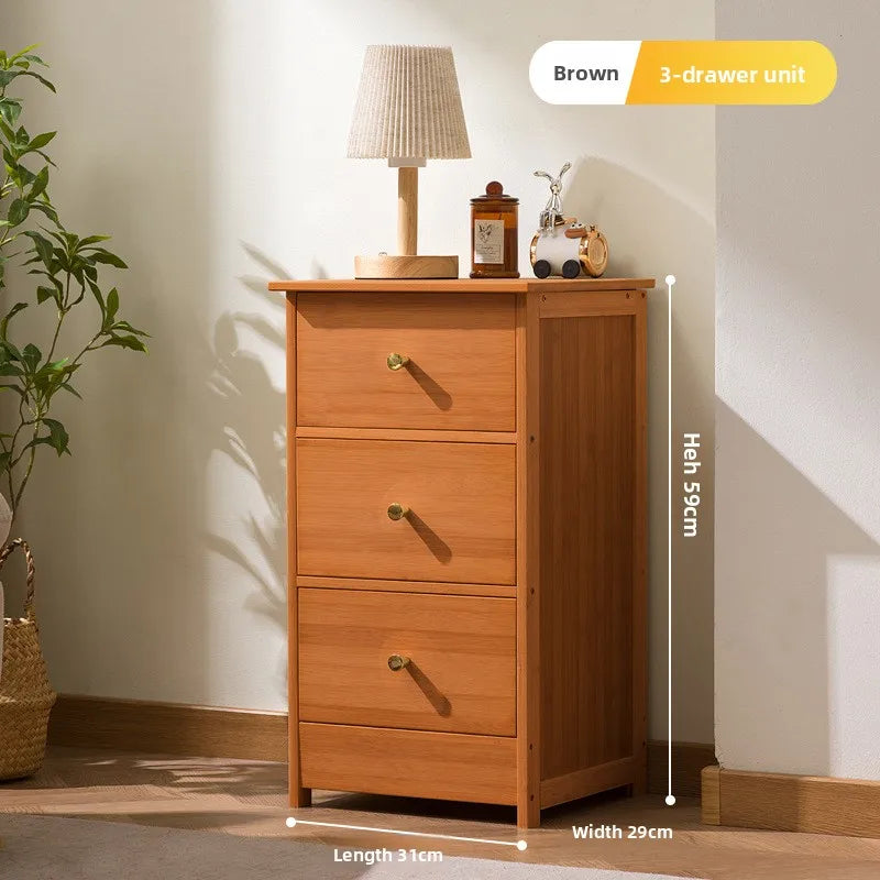 Bookcase storage cabinet chest cabinet lattice cabinet children's log storage bedside table multi-layer dining side cabinet Oasis Select Brown 3