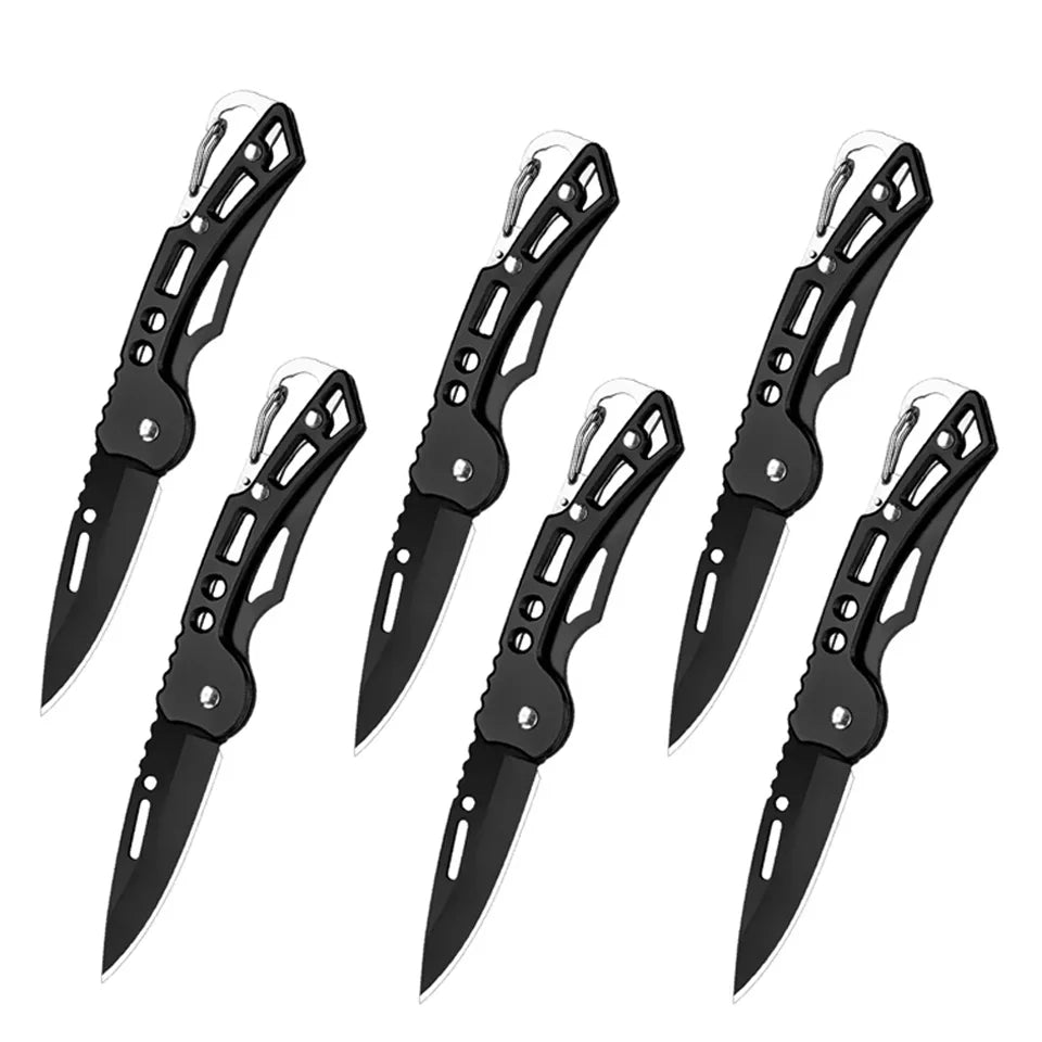 3/6pcs Folding Pocket Knife Stainless Steel Survival Hunting Camping Fishing Portable Fruit Knife Carrying Key Outdoor Tools Oasis Select Black-6pcs