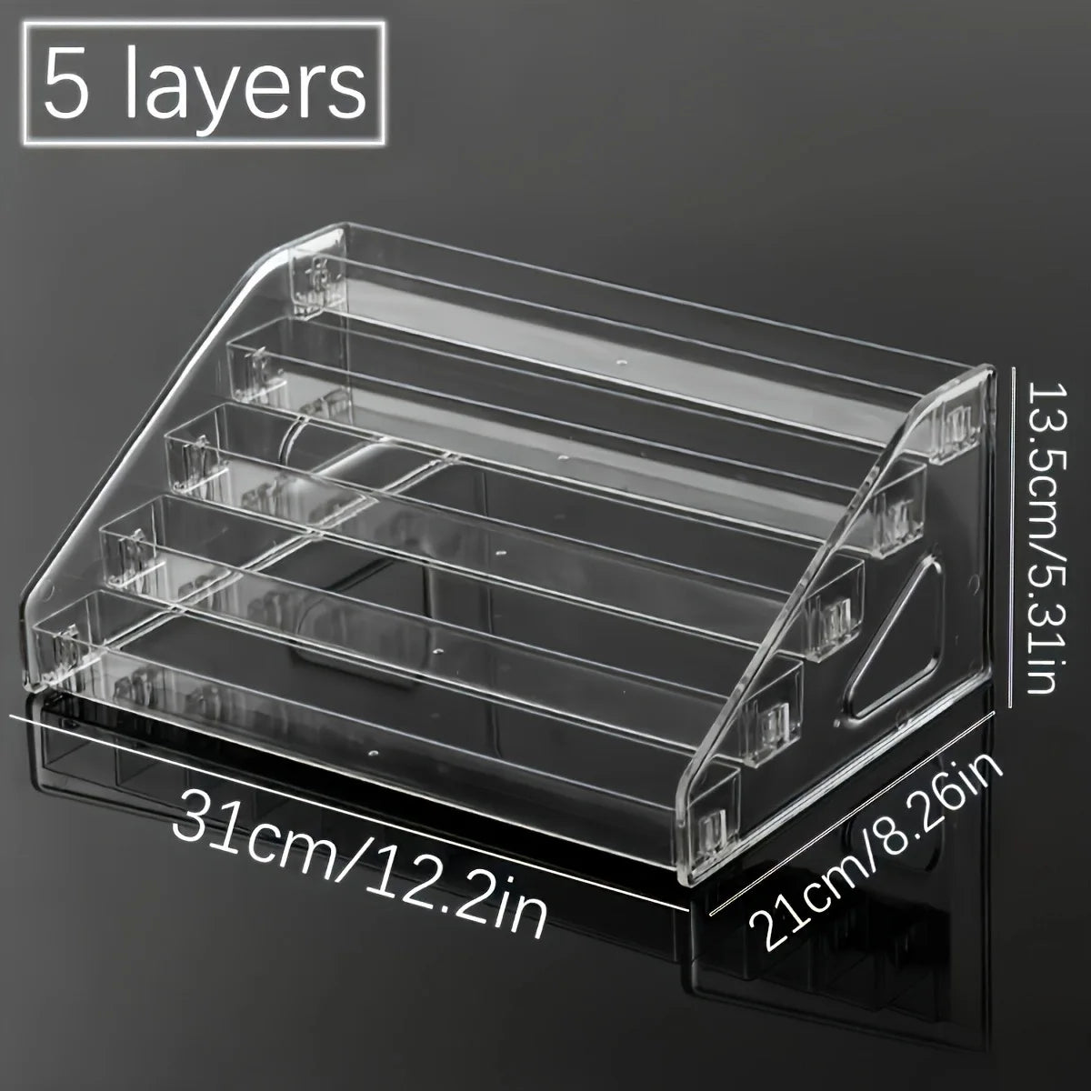 Transparent Ladder Display Rack, Hand Account Tape and Sticker Storage Rack, Cosmetics, Perfume, Nail Polish Storage Box Oasis Select Transparent-5 layers