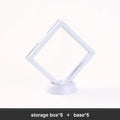 Floating display box with base, transparent film display box, challenge coins, specimens, jewelry display and storage Oasis Select White 5set 9x9cm
