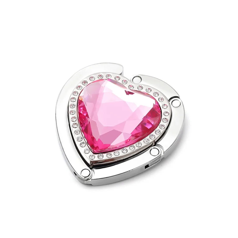 Rhinestone Folding Bag Hook – Heart Shape Purse Table Hanger