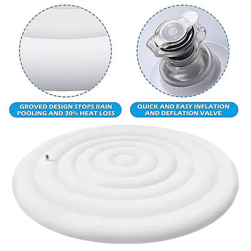 Inflatable Hot Tub Cover Round Lid Hot Tub Windproof Cover with Handles Outdoor Protection Thermal Hot Tub Cover for Bathroom Oasis Select