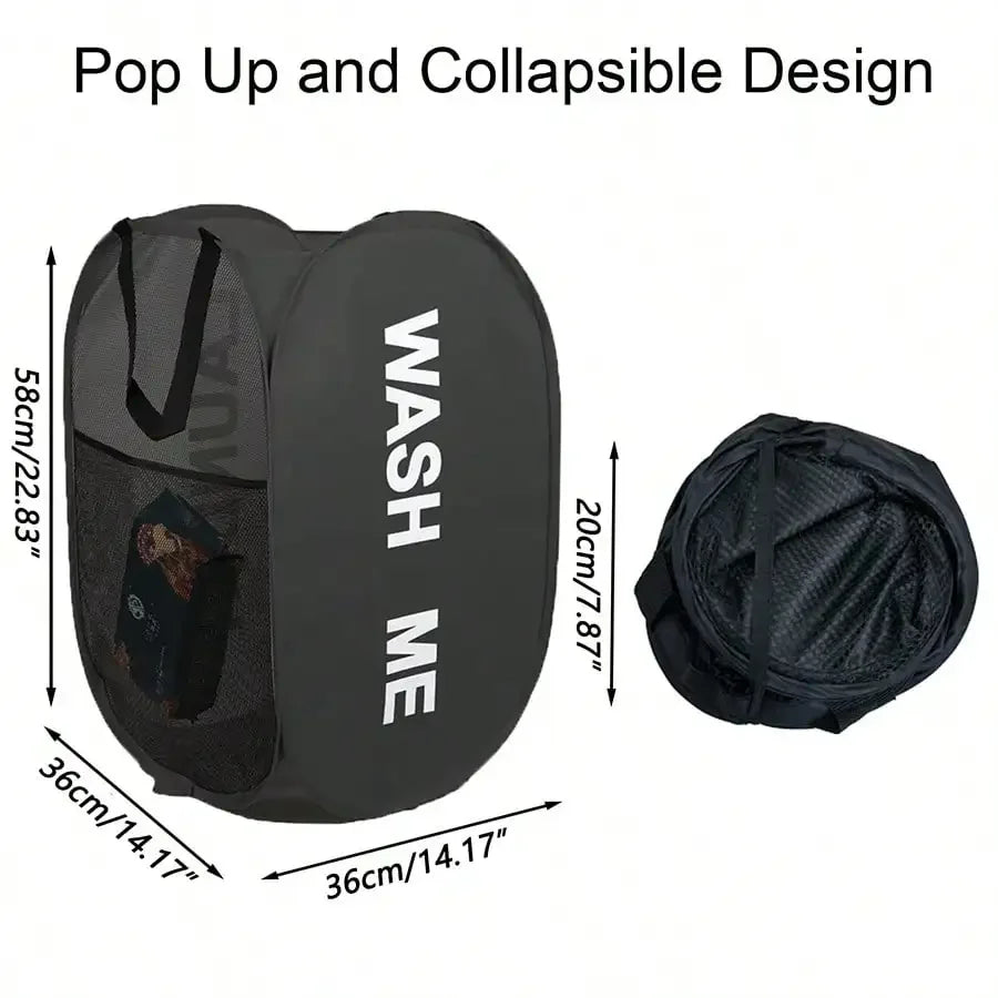 Portable Mesh Pop Up Laundry Hamper Wide Opening Breathable Collapsible Space-Saving Laundry Basket Dorm Travel Bathroom Items Oasis Select