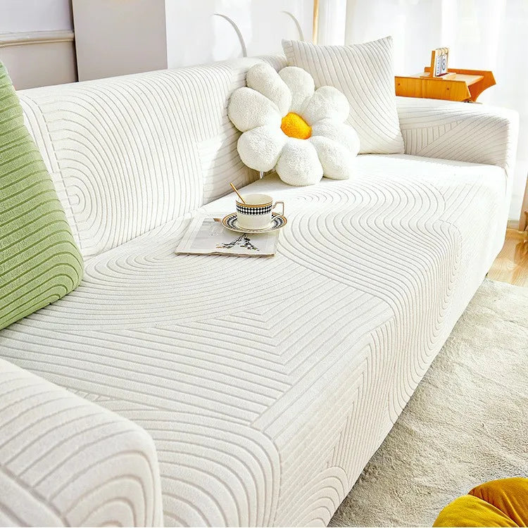 Elastic Sofa Covers All-season Cat Scratch-resistant Sofa Covers and Lazy Anti-slip Sofa Covers Living Room Oasis Select milky white 4 people 235-300cm