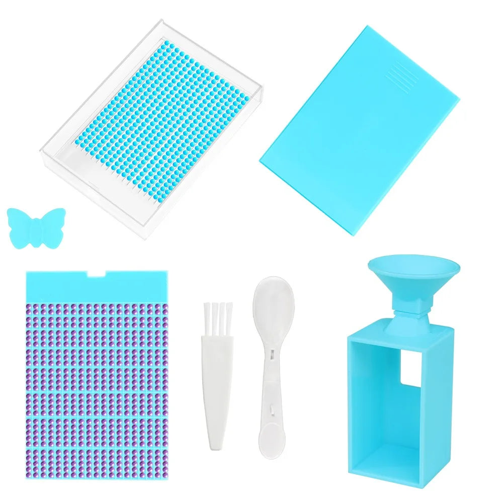 Practical Diamond Painting Drills Funnel New Upgrade Storage Container Box Drill Tray Storage Box 5D Diamond Painting Tool Oasis Select Blue-Funnel A