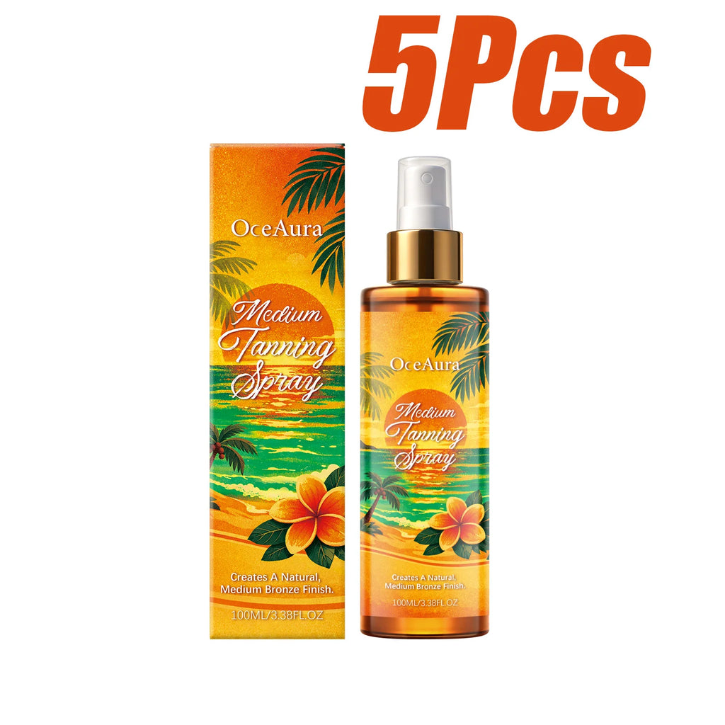 Self Tanning Spray Self Tanner Sunless Tanning Mist for Body Face Natural Looking Gradual Tan Sunless Tanner Spray for Men Women Oasis Select 5 x 100ml Boxed