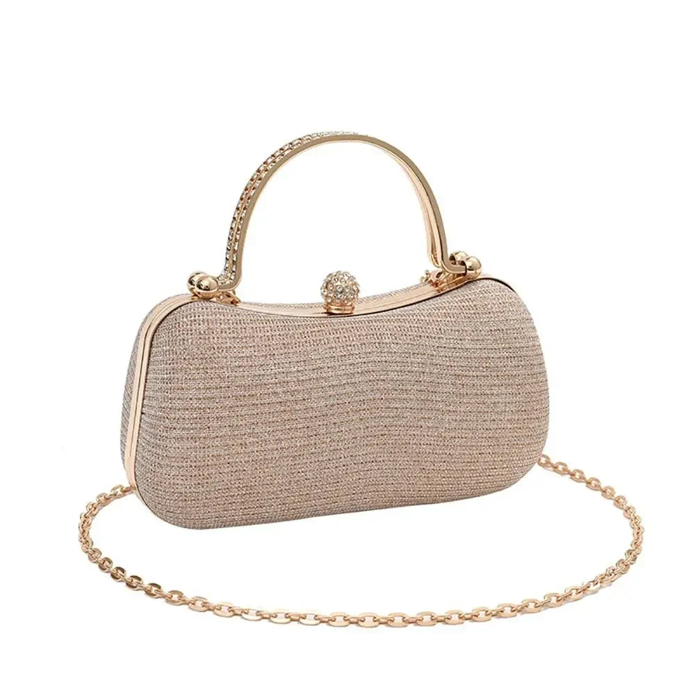 Wedding Bridal Beaded Women Evening Bag Dinner Bag Chain Shoulder Handbags Elegant Rhinestones Clutch Egg Shape Evening Bag Oasis Select GOLD 1PC