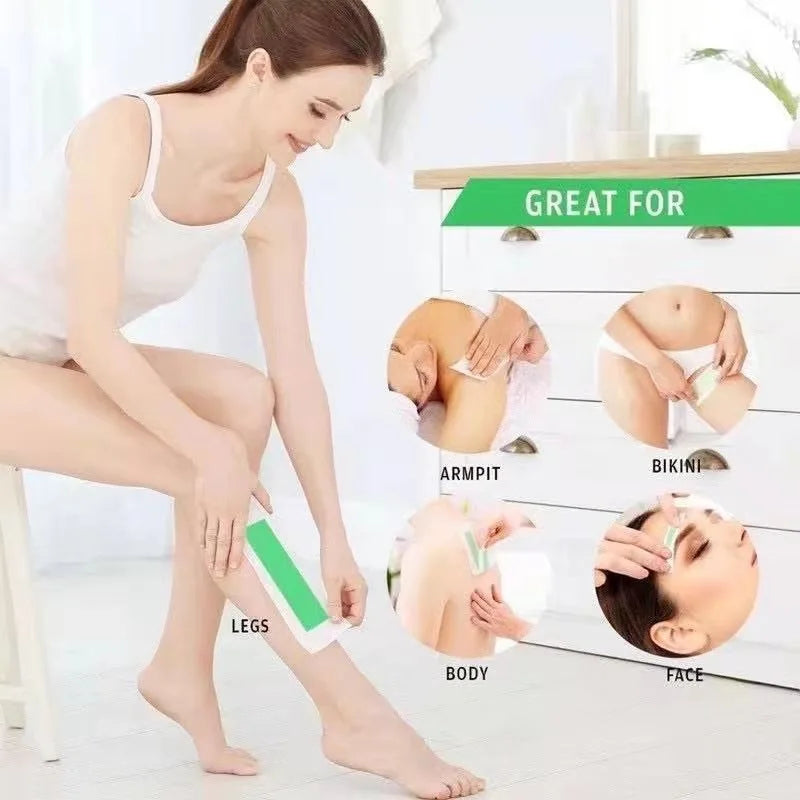 10 PCS /20 Sides Aloe Wax Strips Papers Body Hair Removal Depilatory Calf Underarm Arm Hair Removal Wax Oasis Select