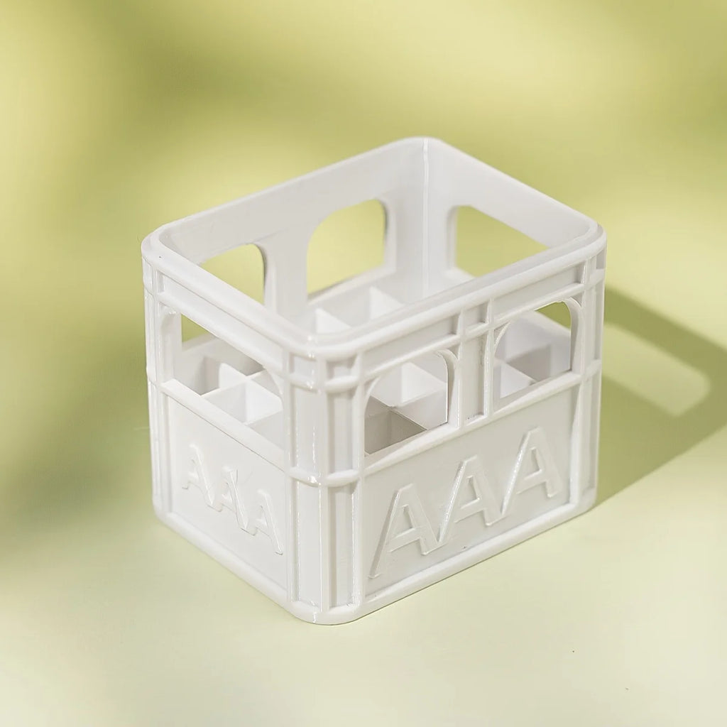 3D Printed Beer Crate Style AA/AAA Battery Storage Boxes Stackable Battery Organizer Home Office Desktop Decor Storage Tool Gift Oasis Select AAA white