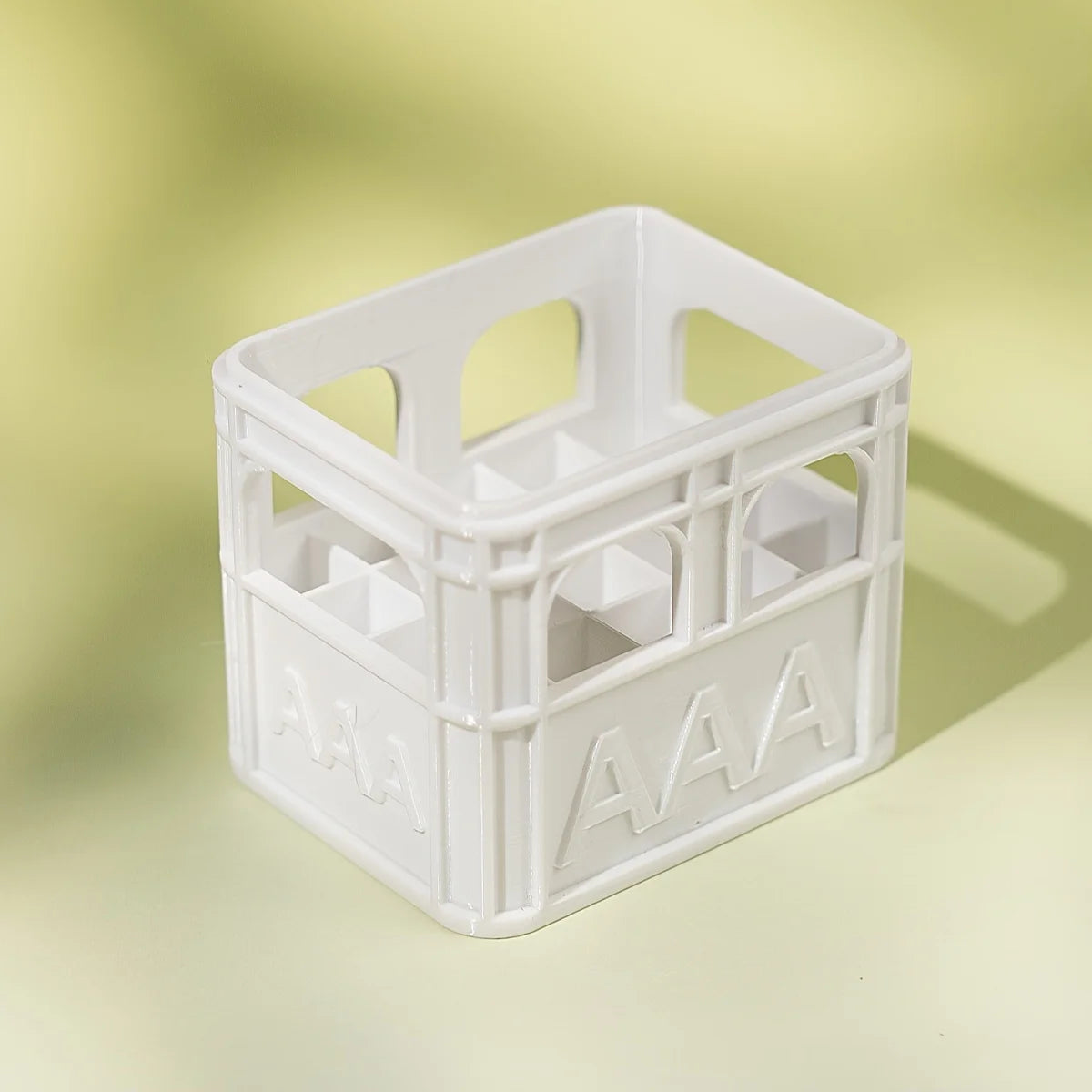 3D Printed Beer Crate Style AA/AAA Battery Storage Boxes Stackable Battery Organizer Home Office Desktop Decor Storage Tool Gift Oasis Select AAA white