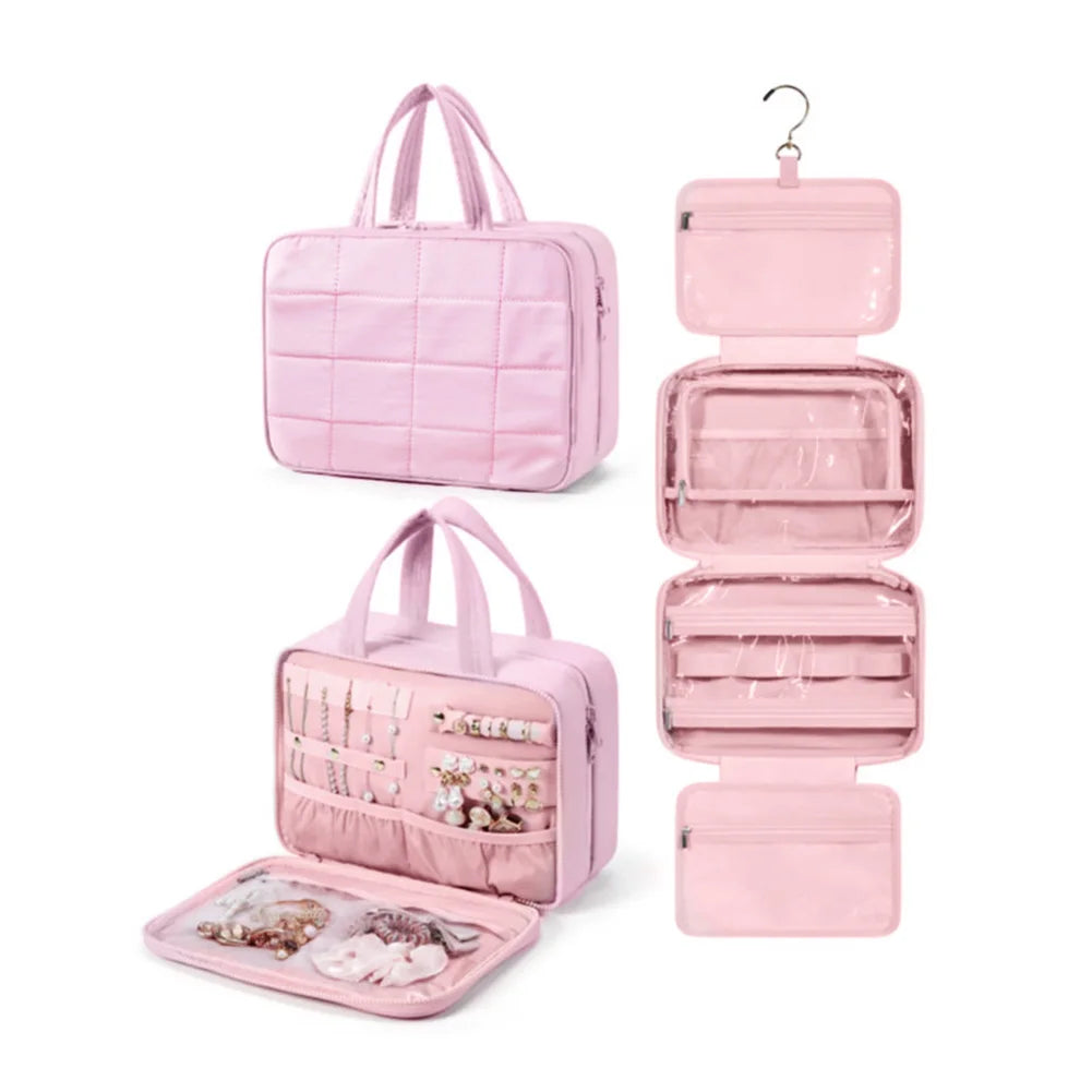 Travel Hanging Toiletry Bag with Jewelry Section Multiple Storage Compartments Space Saving Design Easy to Hang Oasis Select Pink China Mainland