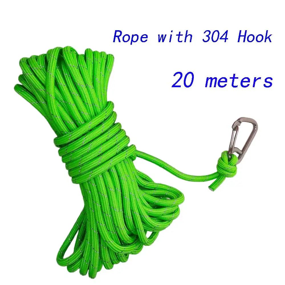 Water Rescue Rope Reflective Floating Line with 304 SS Hook Boat Kayak Pool Emergency High Visibility Lifeguard SafetyThrow Rope Oasis Select Green R Hook 20M