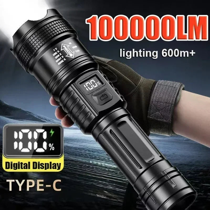 High Power LED Flashlights Rechargeable 3mode Lamp Portable Military Tactical Lantern Zoom Torch Light Outdoor Camping Fishing Oasis Select