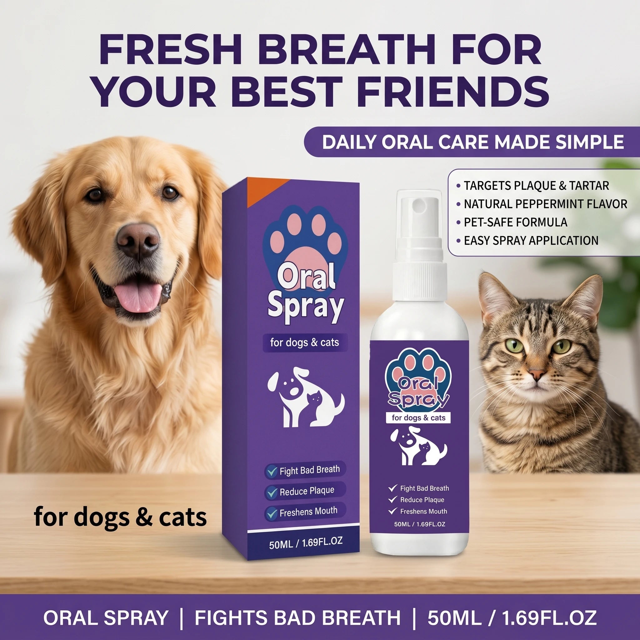 Oral Spray for Dogs Cats Reduce Plaque Dirt Remover Cat Teeth Cleaning Breath Freshener Bad Breath Eliminator Pet Oral Care Oasis Select Default Title