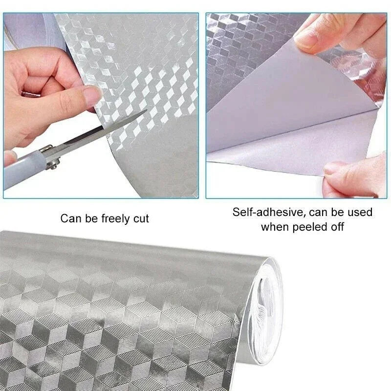 Kitchen Oil Proof Wallpaper Self Adhesive Aluminum Foil Sticker Waterproof Heat Resistant Liner for Cabinet Backsplash Wall Deco Oasis Select