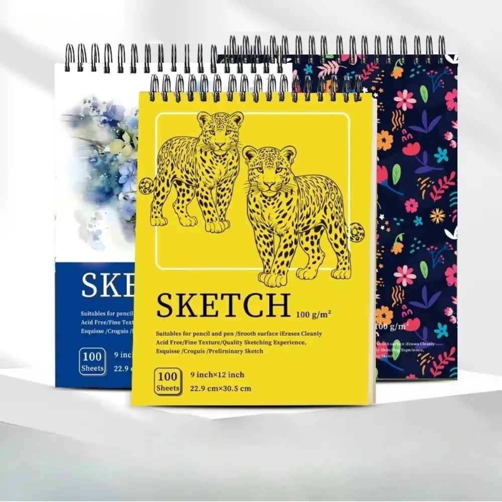 100 Sheets Coil Sketchbook Perforated Pages Easy To Tear Spiral Bound Artist Sketchbook 100gsm Thickened Paper Acid-Free Paper Oasis Select