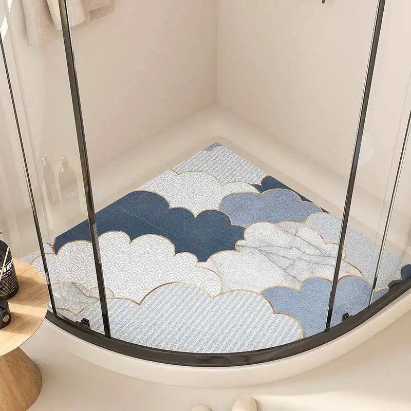Cartoon fan-shaped shower room anti-slip mat bathroom floor mat bathroom bath anti-slip mat curved wire ring foot mat Oasis Select 04 70x70cm