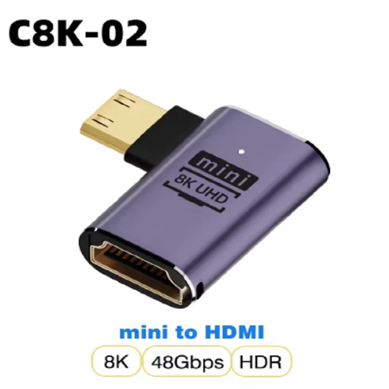 8K HDMI2.1 Cable Adapter micro mini hdmi to HDMI 2.1 Converter 48Gpbs 8K60HZ 4K120HZ for HDTV Projector PS4 PS5 Laptop PC Oasis Select C8K 2