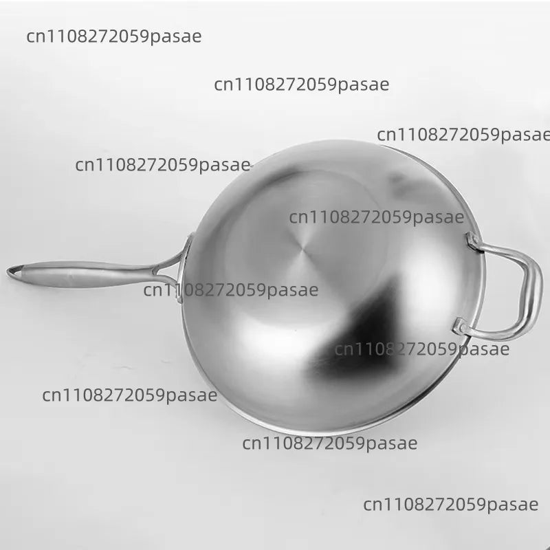 32cm Triply Stainless Steel Non-Stick Wok Pan with Glass Lid