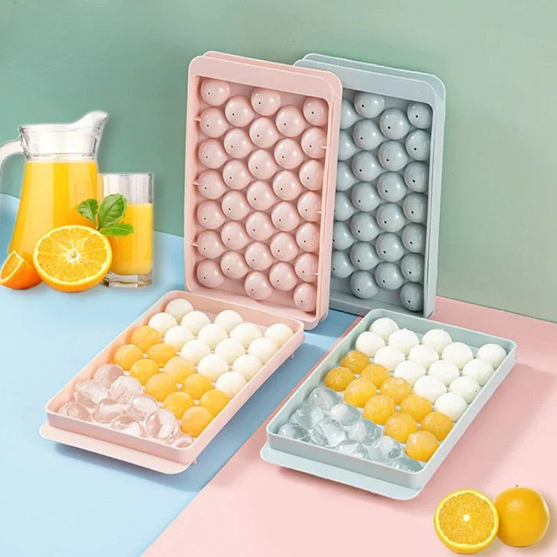 33-Piece Round Ice Ball Maker Tray with Lid | Cocktail & Whiskey