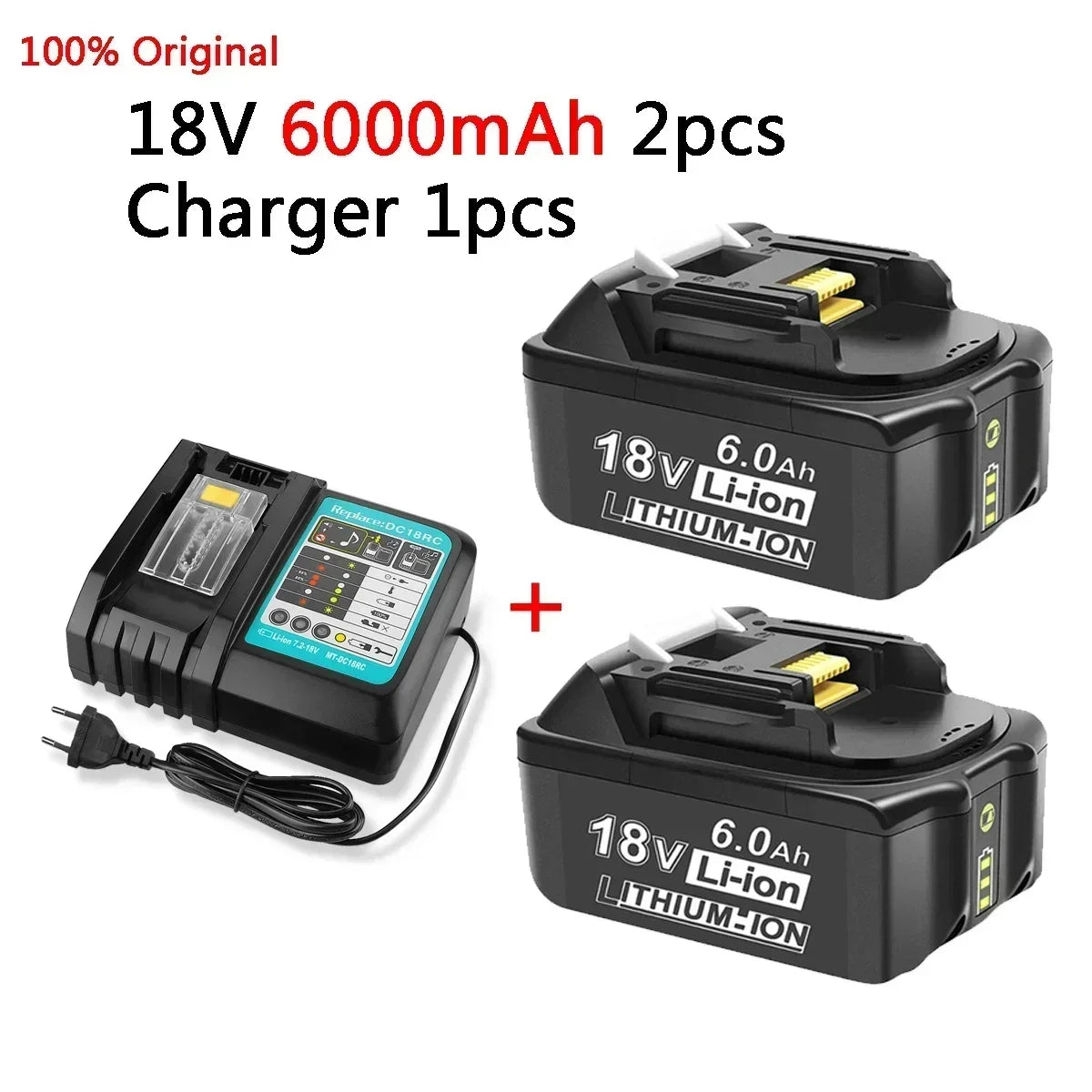 18V 6000mAh For Makita Battery Rechargeable Power Tools Battery with LED Li-ion Replacement LXT BL1860B BL1860 BL1850 3A Charger Oasis Select 2 B and 1 C
