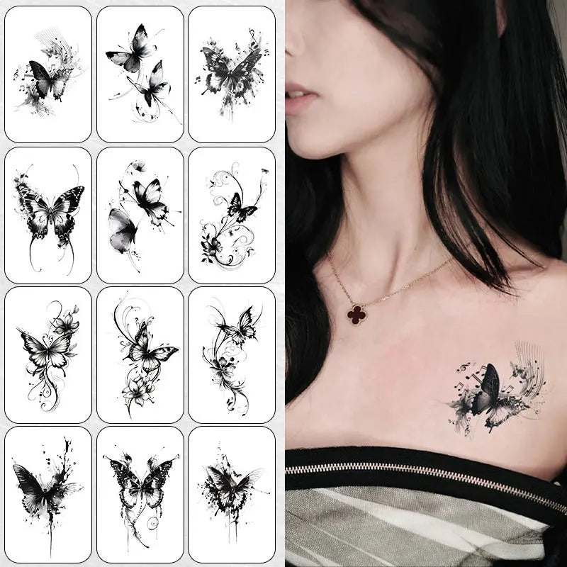 New butterfly tattoo sticker niche hottie personality realistic lasting waterproof advanced sense tattoo Oasis Select