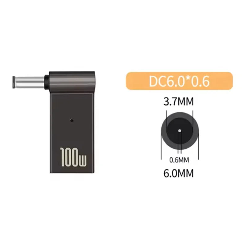 100W USB-C to DC Laptop Charger Adapter for Dell HP Asus Lenovo USB-C Laptop Adapter Oasis Select 6.0-3.7mm