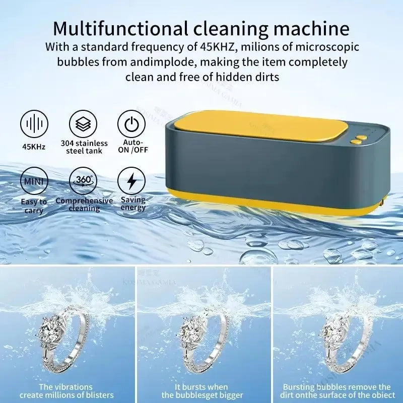 Contact Lens Ultrasonic Cleaner Glasses Cleaning Machine Vibrating Electric 3 Speed Jewelry Watch Timing Cleaning Machine Oasis Select