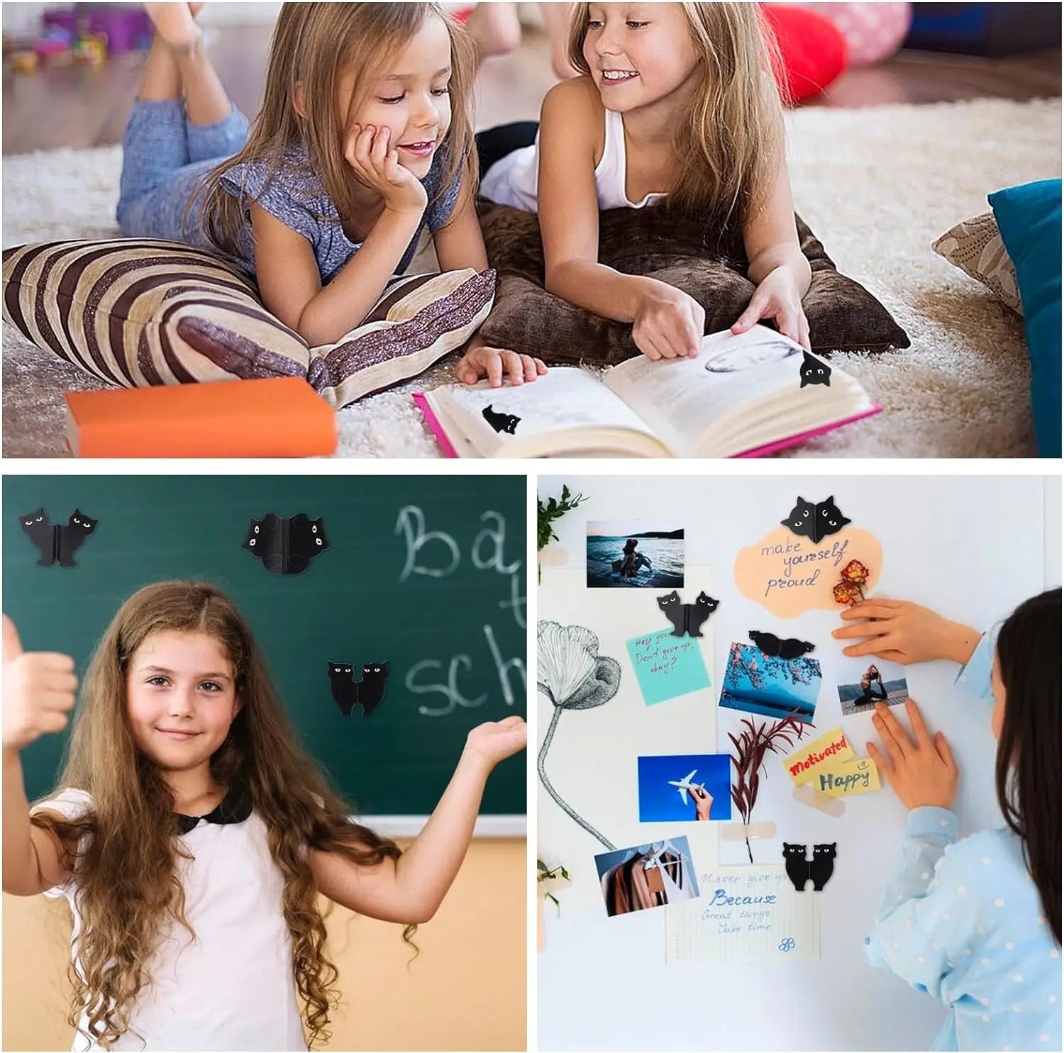 6/12cs Magnetic Bookmarks For Book Lovers, Black Cat Cute Bookmarks For Cat Lover Gifts,and Students Teachers School Home Oasis Select