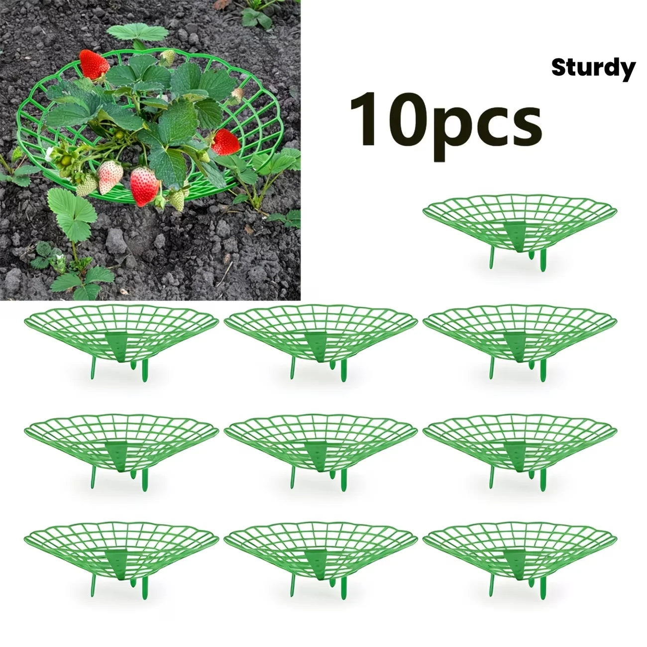 10pcs of Green Strawberry Planting Rack with 3 Sturdy Legs-strawberry Planting Rack Potted Antiseptic Rotten Fruit Support Oasis Select