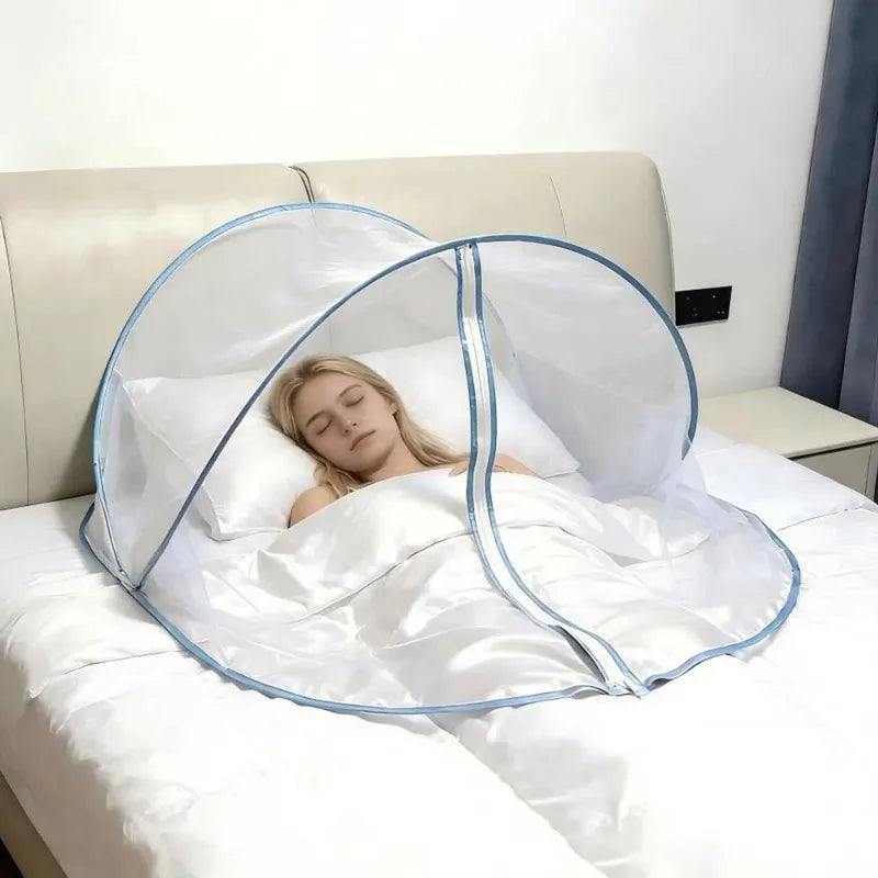 Pop Up Single Head Mosquito Net Foldable Portable Bed Head Tent Zipper Design Bug Barrier For Nap Bedroom Travel Rest Oasis Select