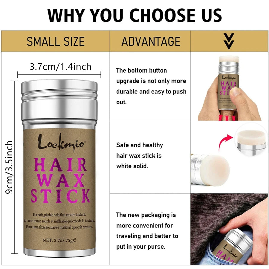 LOCKMIO Women Hair Wax Stick for Wigs Anti-frizz Flyaways Control Styling Wax Long-lasting Smooth Broken Back Hair Pomade Cream Oasis Select